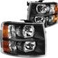 HL-OH-CSIL07-BK-AM Pair of Black Amber Headlights Compatible with 07-13 Silverado 1500/07-14 Silverado 2500 HD 3500