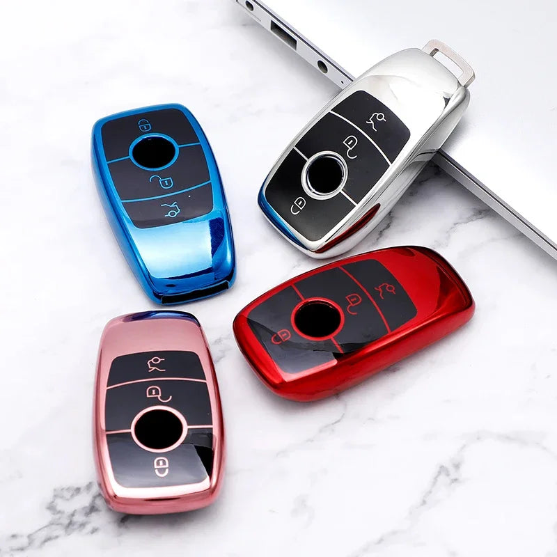 3/4 Buttons TPU Car Key Case Cover Key Shell Fob Holder for Mercedes Benz E C S GLC Class E200 E400 E63 W213 S550 S560 C260 A200