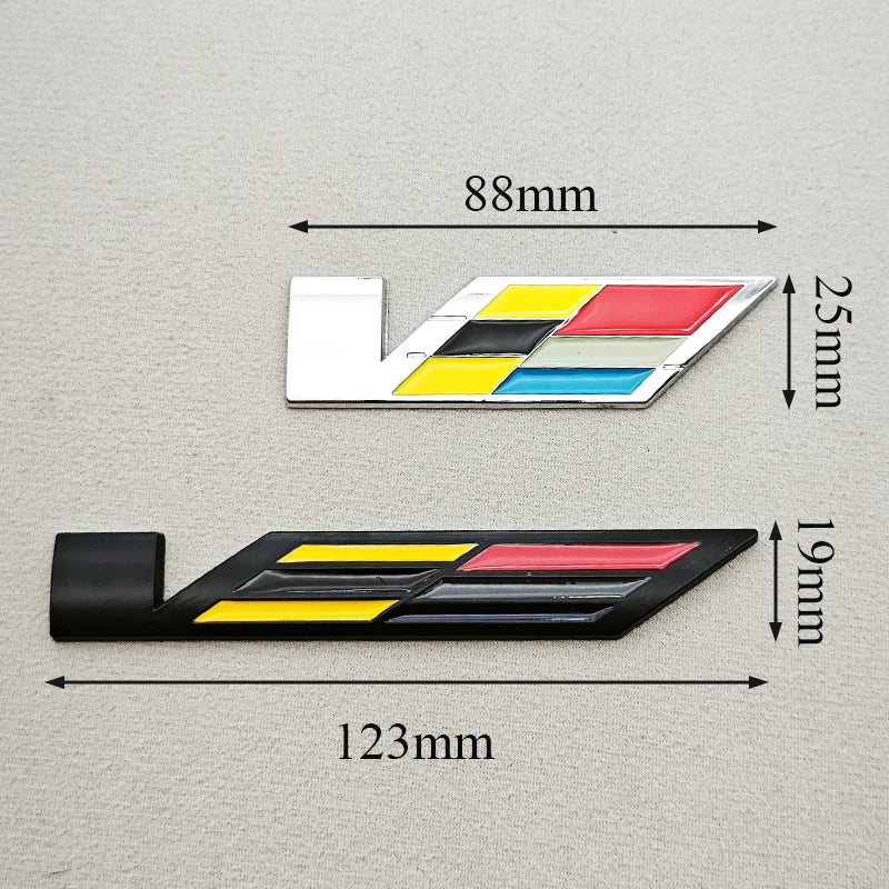 Metal Cadillac V Adhesive Vehicle Badge/Emblem