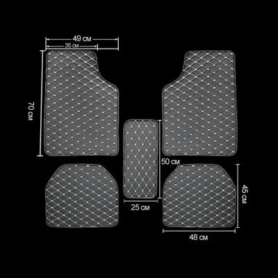 5PCS Diamond Stitched Leather Floor Mats