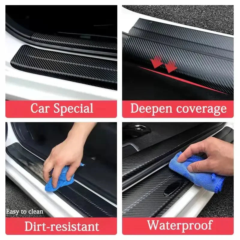 Car Door Threshold Sticker Scuff Scratch for Dodge Charger Logo Auto Doorsill anti Kick Strip Tape Carbon Fiber Waterproof Film