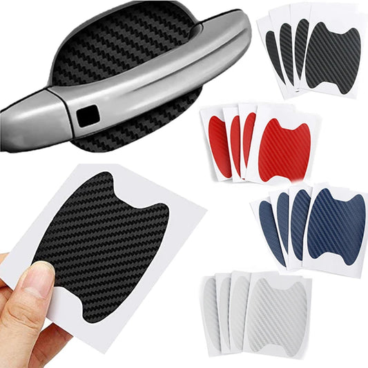 4Pcs Carbon Fiber Door Handle Well Protective Sticker 