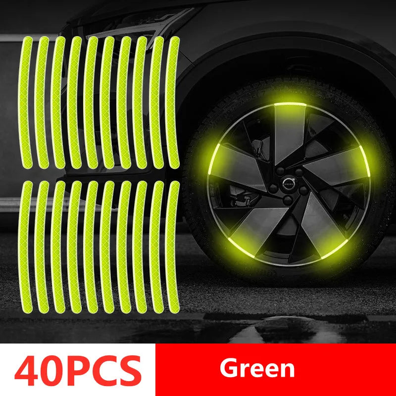 Car Wheel Hub Reflective Stripes Sticker Car Rear Warning Tape Automobile Sticker Exterior Accessories