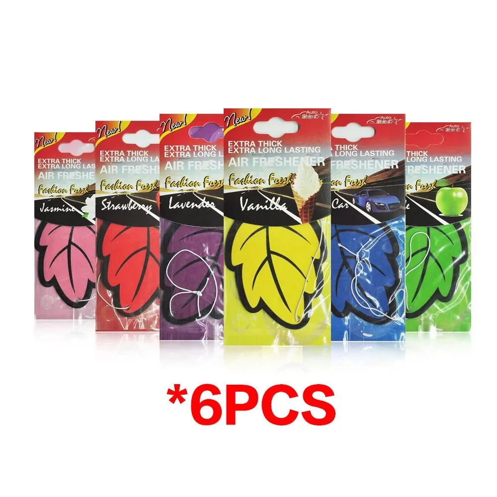 3-60Pcs Car Air Freshener Natural Scented Tea Paper Auto Hanging Vanilla Perfume Fragrance Leaf Shape Car Accessories Interior