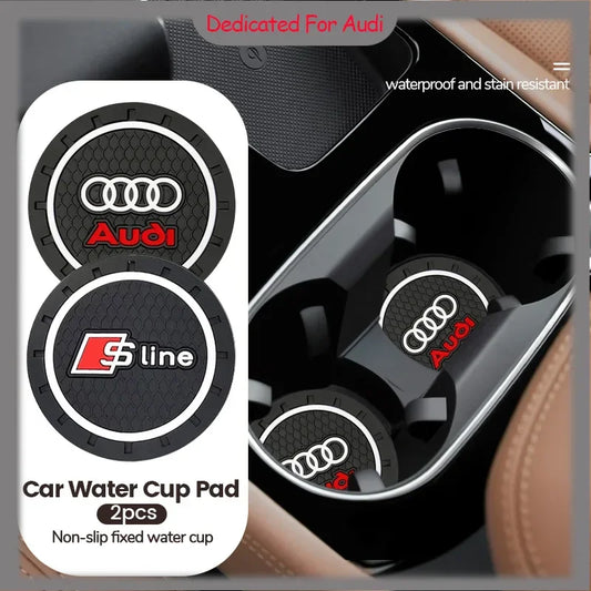 2PCS 'Audi'/'S Line' Graphic Car Coasters