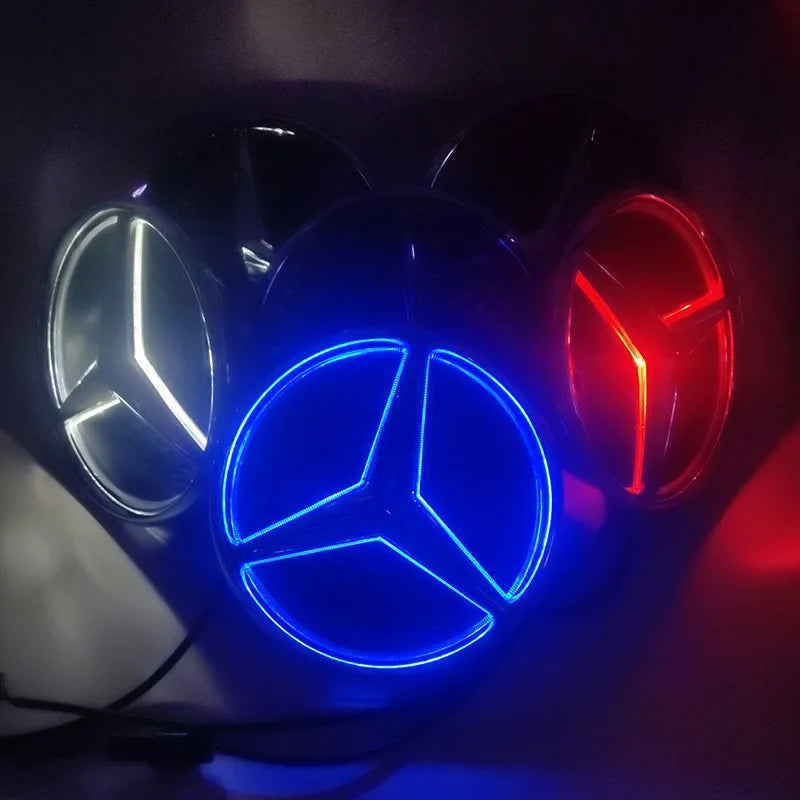 Car Front Grilled Mercedes Emblem LED Illuminated Logo White Blue Red Light for Mercedes Benz W204 GLK220 GLK300 GLK350 GLK500 W245