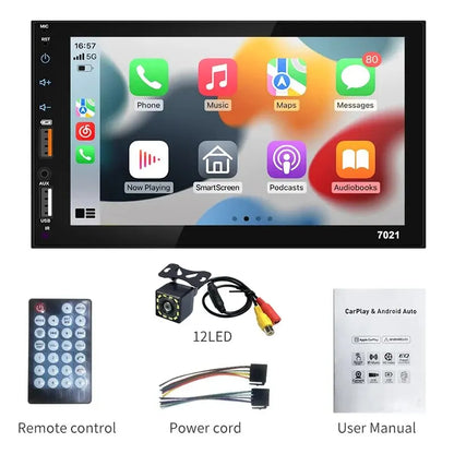 Dual USB 7Inch Carplay Android Auto Capacitive Screen Full Touch HD Car MP5 Player USB Bluetooth TF Card Touch Screen