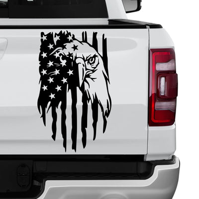 American Bald Eagle Flag Decal Sticker – Trunk Tailgate Rear Window Vinyl Decal | M1 Auto