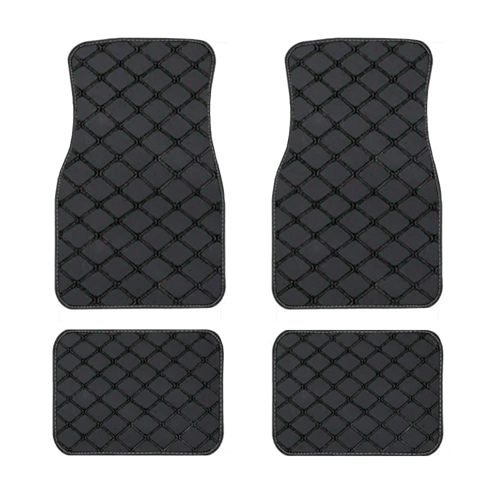 Limited Time! 4PCS Universal Leather Diamond Stitched Floor Matts