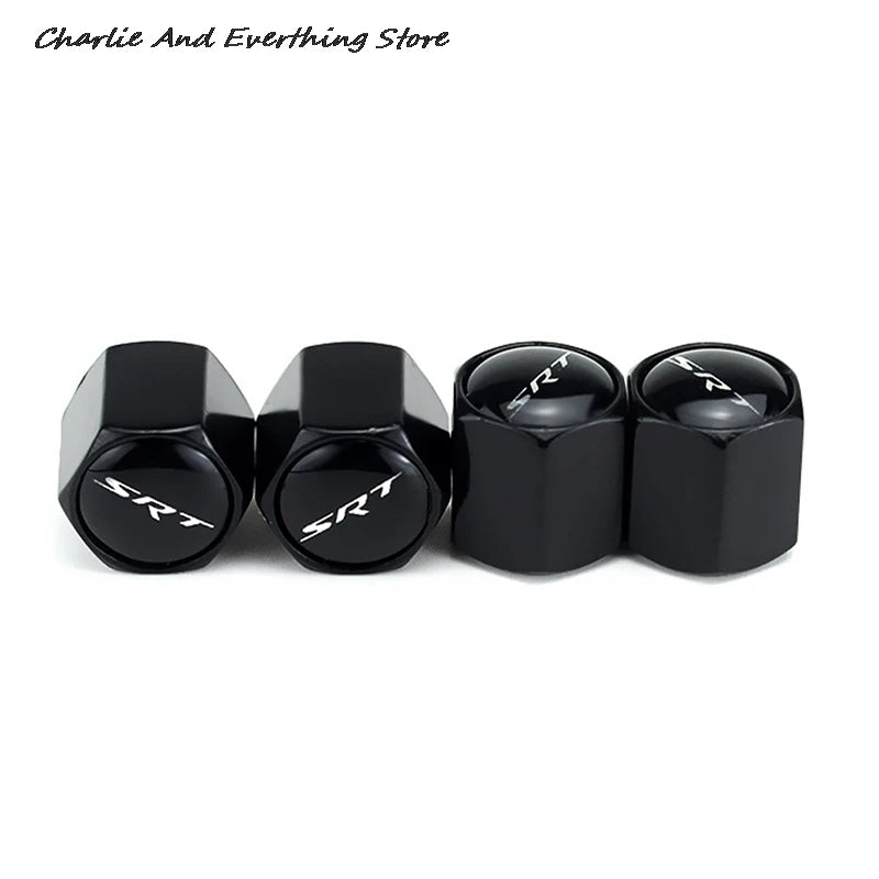 4 Pcs Brand New and High Quality SRT Tuning Car Tire Valve Valve Cap Core Set Cover Motorcycle Car Tuning Accessories