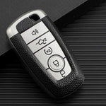 TPU Leather 5 Button Key Fob Case for Ford Explorer, Mustang, Fusion, Escape, F150