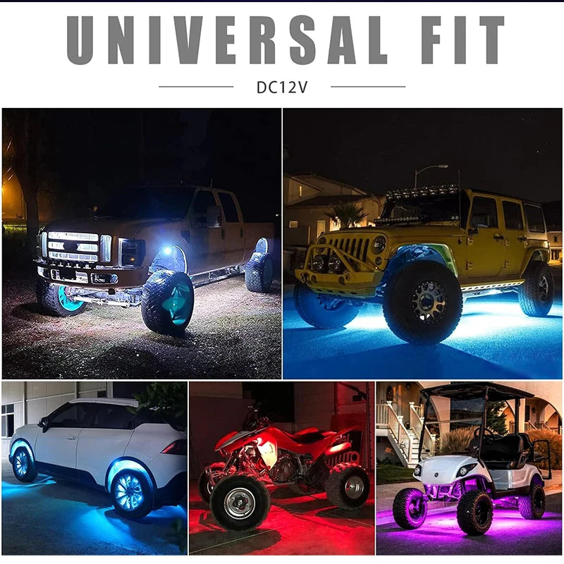 Rock Lights Multicolor Underglow for Trucks 4/6/8/10/12 Pods App Control 12V for Jeep Off-Road UTV SUV ATV RZR Trail Rig Light