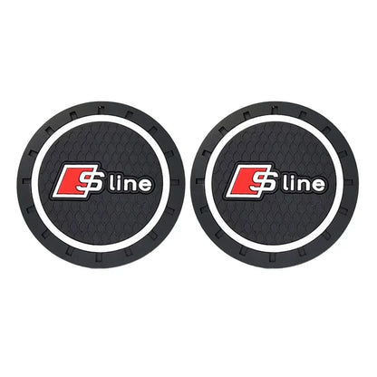 2PCS 'Audi'/'S Line' Graphic Car Coasters