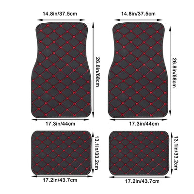 4PCS Universal Leather Diamond Stitched Floor Matts