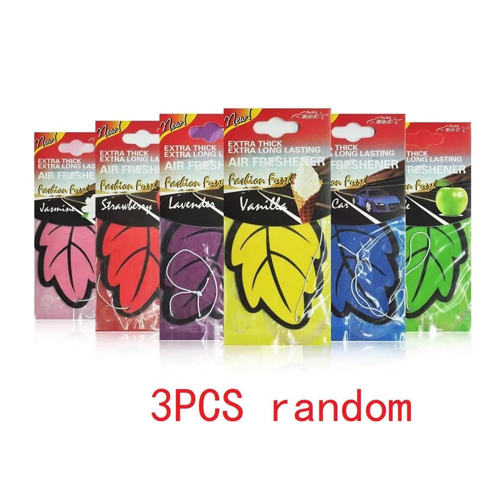 3-60Pcs Car Air Freshener Natural Scented Tea Paper Auto Hanging Vanilla Perfume Fragrance Leaf Shape Car Accessories Interior