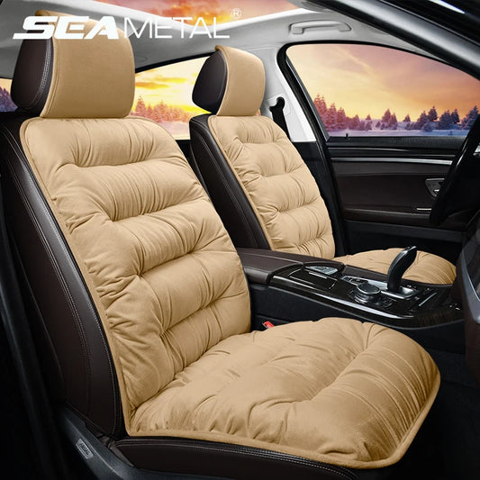 Winter Car Seat Cover with Back Pad Warm Auto Seat Cushion Front Chair Protector Universal for Suv Pick-Up Truck Sedan