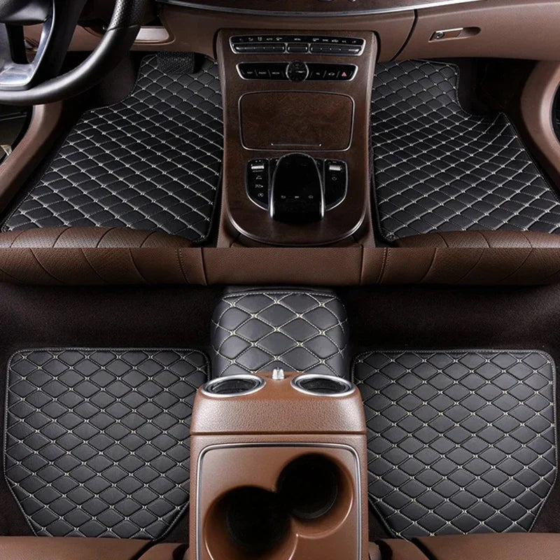 Limited Time Sale! 5PCS Diamond Stitched Leather Floor Mats
