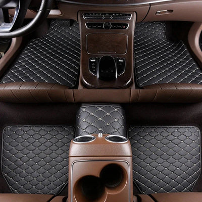 5PCS Diamond Stitched Leather Floor Mats