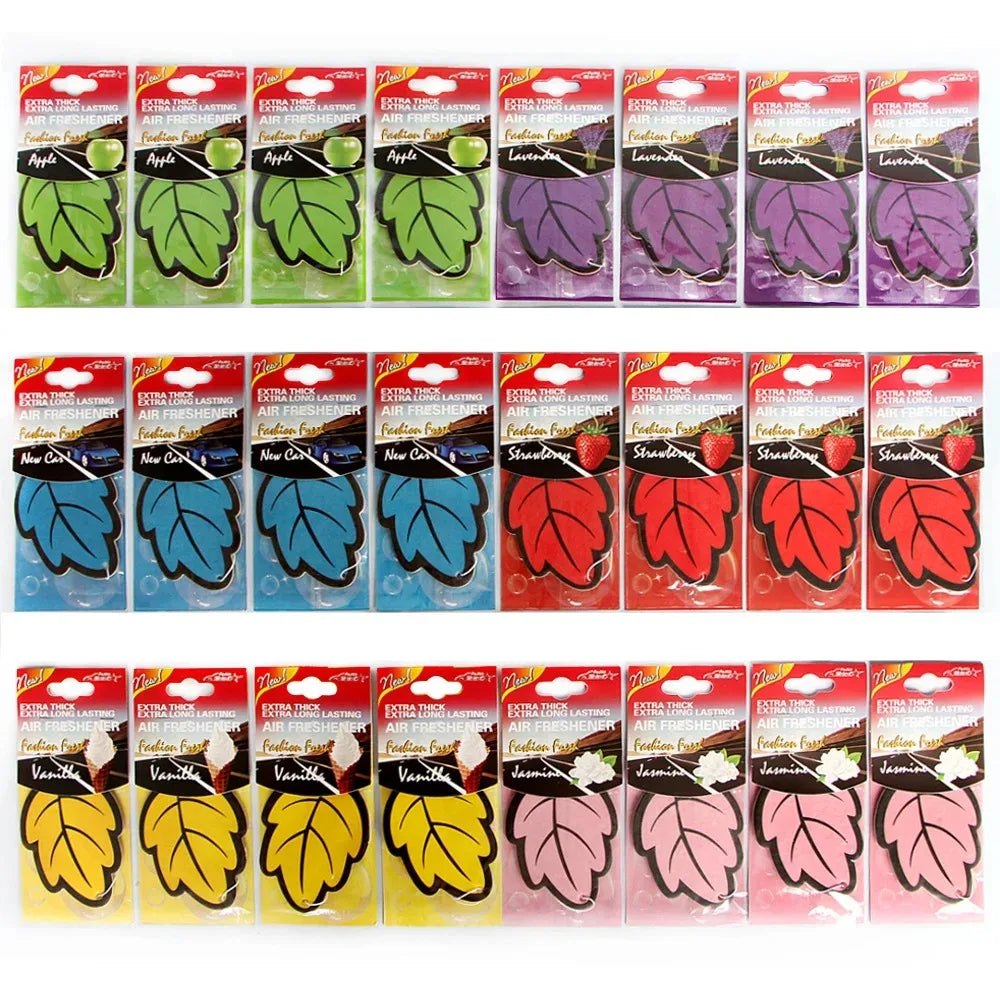 3-60Pcs Car Air Freshener Natural Scented Tea Paper Auto Hanging Vanilla Perfume Fragrance Leaf Shape Car Accessories Interior