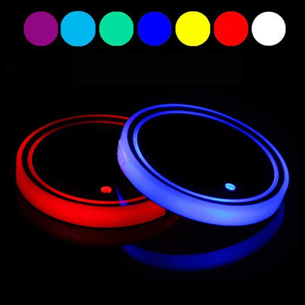 Universal LED Car Cup Holder Light Car Coasters Bottle Atmosphere Light Mats 7 Colors Cup Holder Pad Car Interior Accessories