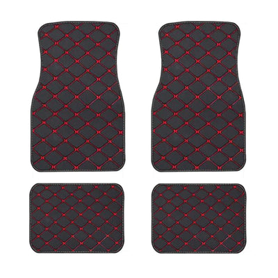 4PCS Universal Leather Diamond Stitched Floor Matts
