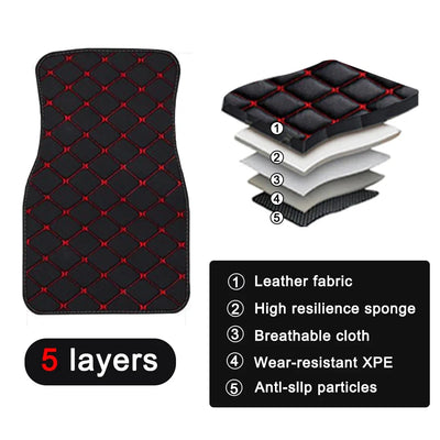 4PCS Universal Leather Diamond Stitched Floor Matts