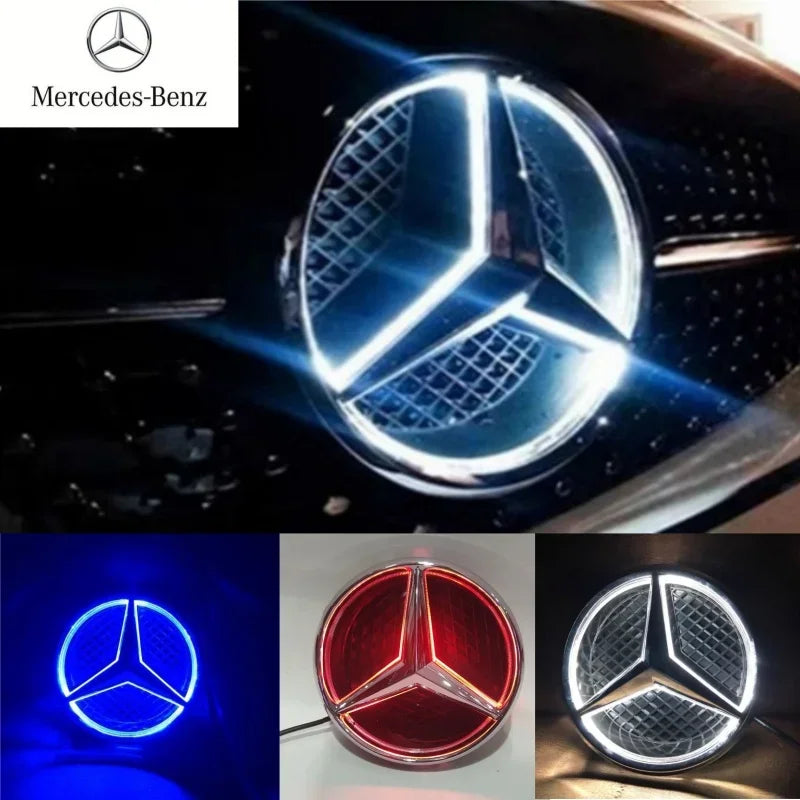 Car Front Grilled Mercedes Emblem LED Illuminated Logo White Blue Red Light for Mercedes Benz W204 GLK220 GLK300 GLK350 GLK500 W245