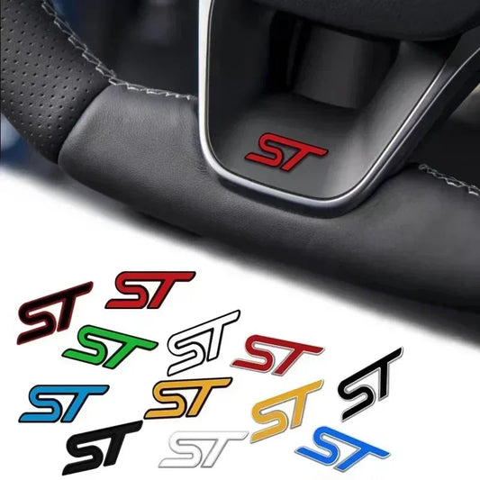 3D Metal ST Logo Car Steering Wheel Emblem Badge Sticker for Ford Focus 2 3 MK2 MK3 MK4 MK7 Fiesta Kuga Explorer Edge