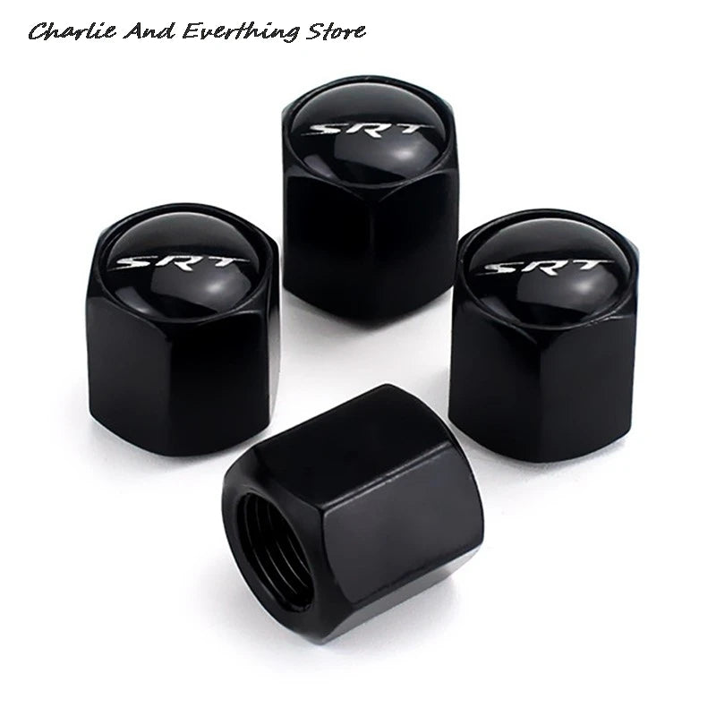 4 Pcs Brand New and High Quality SRT Tuning Car Tire Valve Valve Cap Core Set Cover Motorcycle Car Tuning Accessories