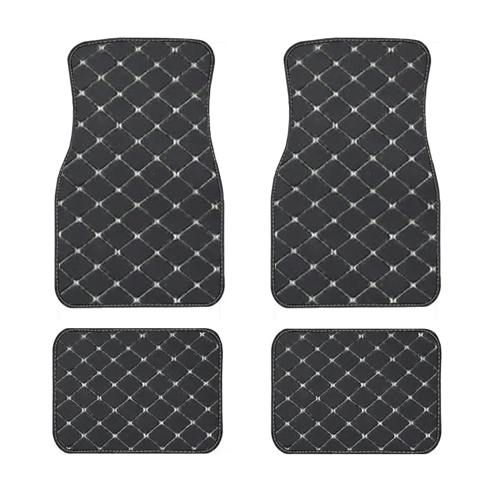Limited Time! 4PCS Universal Leather Diamond Stitched Floor Matts