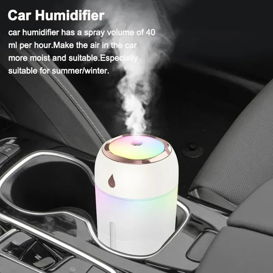 Mini USB Portable Air Humidifier, Aroma Diffuser, LED Cool Light, Mist for Room, Home, Car, Plant Purifier, 330Ml