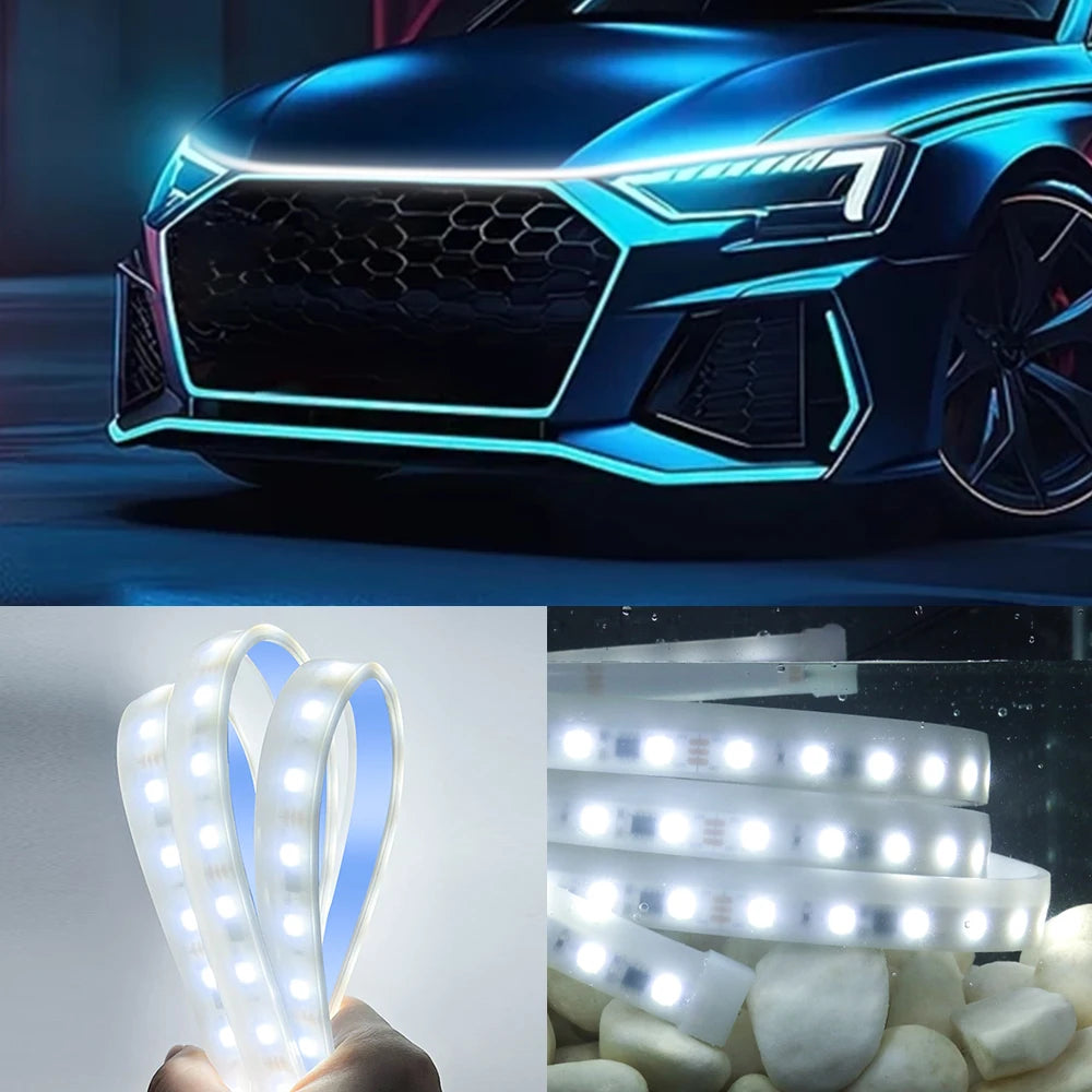 12V Scan Starting Led Hood Light Car under Dynamic Led Car Hood Lights Daytime Running Lights Auto under Hood Car Assecories