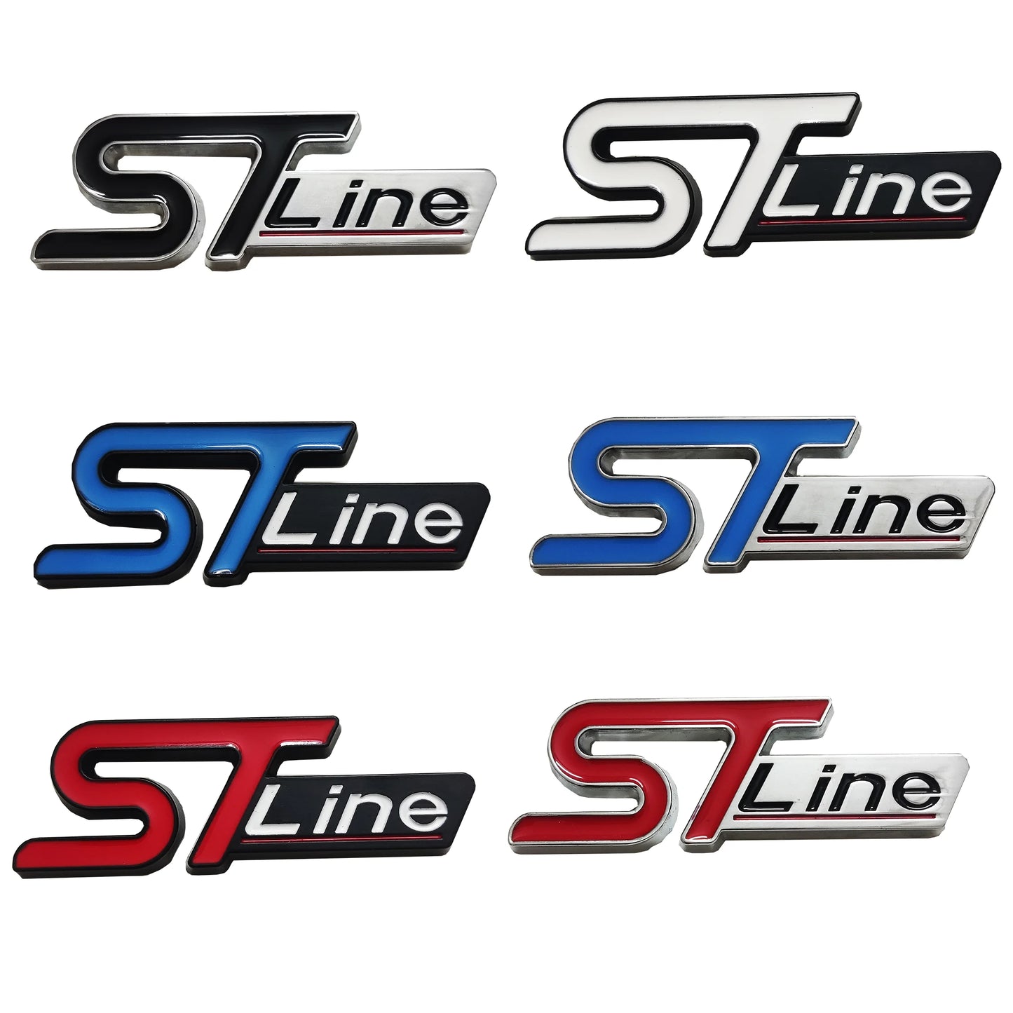 3D Car Front Grill Trunk Metal Logo ST Line Emblem Self-Sticker for Ford Max Focus Fiesta ST Line