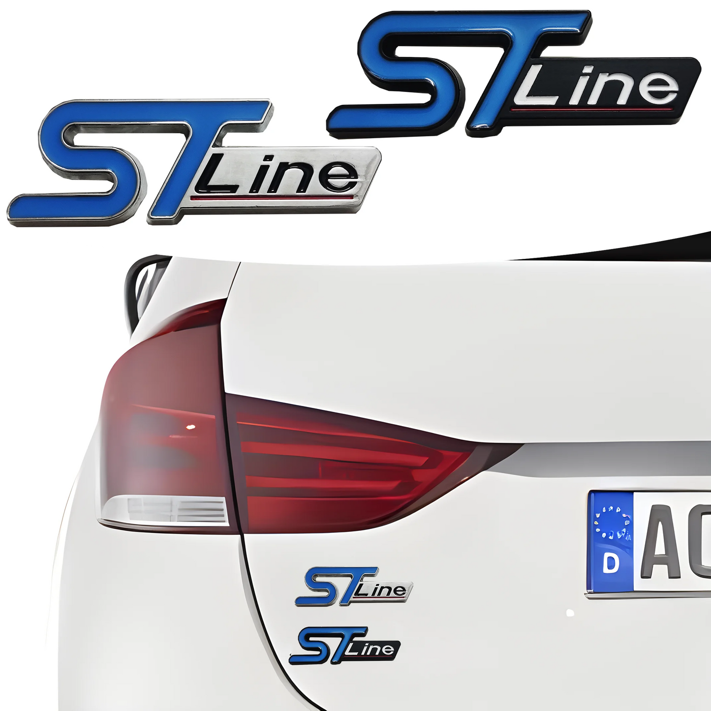 3D Car Front Grill Trunk Metal Logo ST Line Emblem Self-Sticker for Ford Max Focus Fiesta ST Line