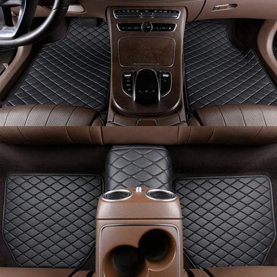 5PCS Diamond Stitched Leather Floor Mats