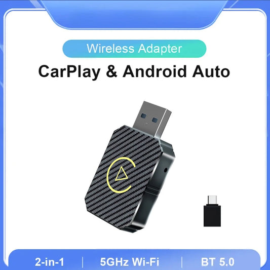 NEW Wireless Carplay Android Auto Adapter Wired to Wireless 2 in 1 Mini Car Ai Box for Audi Toyota VW Peugeot Plug and Paly