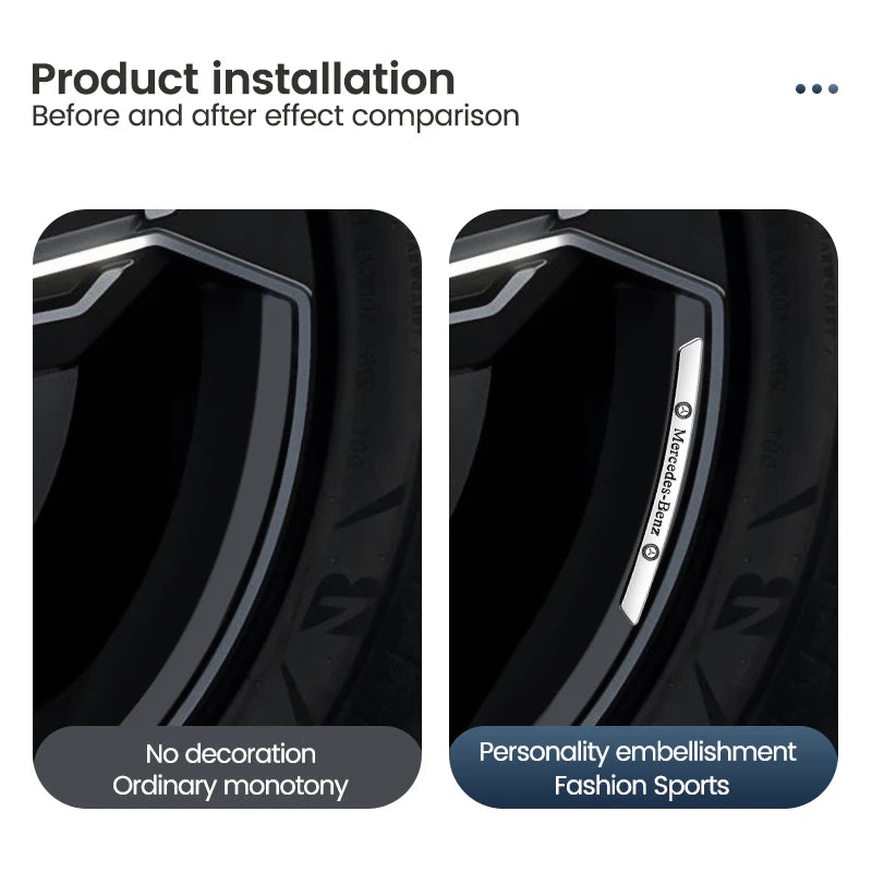 4Pcs Mercedes Stylish Aluminum Wheel Emblem/Stickers