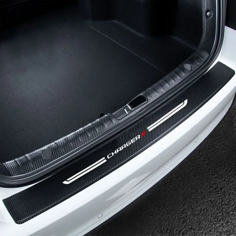 Car Door Threshold Sticker Scuff Scratch for Dodge Charger Logo Auto Doorsill anti Kick Strip Tape Carbon Fiber Waterproof Film