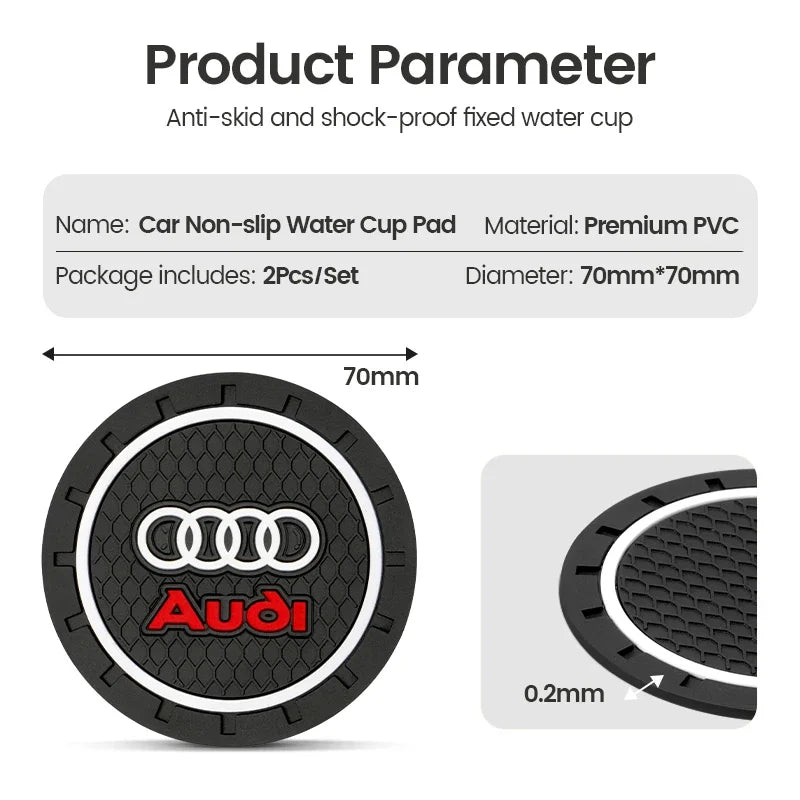 2PCS 'Audi'/'S Line' Graphic Car Coasters