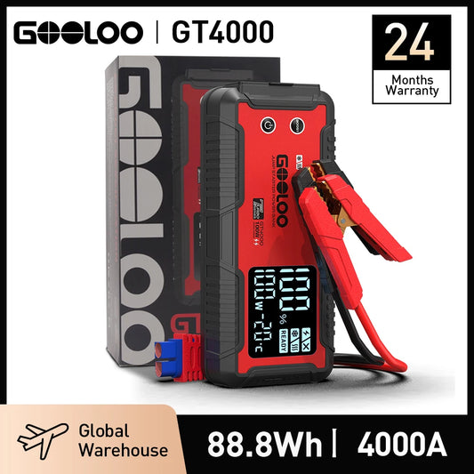 12V Car Jump Starter 4000A Car Battery Starter 24000Mah Portable Power Bank Booster Auto Starting Device Emergency Start