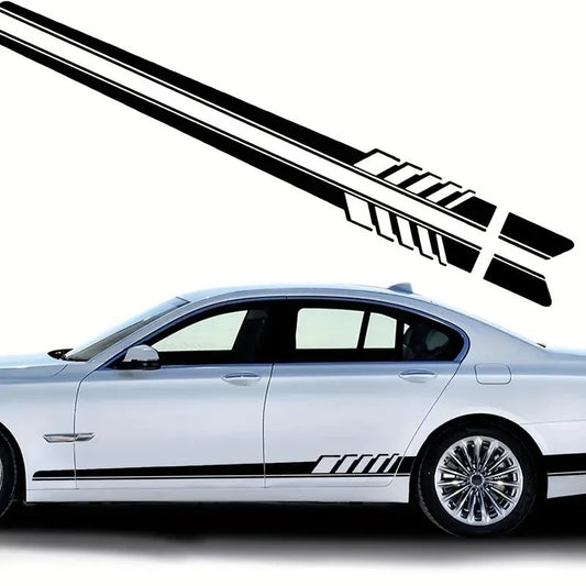2PCS  220Cm*12Cm Racing Side Skirt Decal Stickers