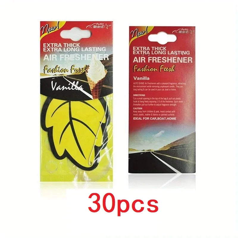 3-60Pcs Car Air Freshener Natural Scented Tea Paper Auto Hanging Vanilla Perfume Fragrance Leaf Shape Car Accessories Interior