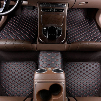 5PCS Diamond Stitched Leather Floor Mats
