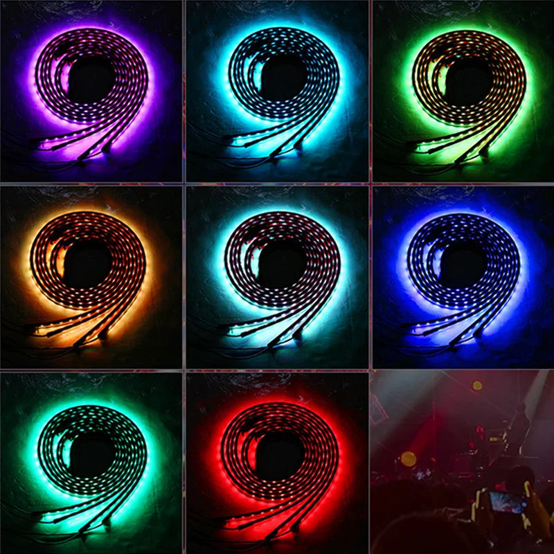 12V Car Charssis Light Underglow Light App Control Flowing Color RGB LED Strips Car Underbody Neon Light Atmosphere Lamp