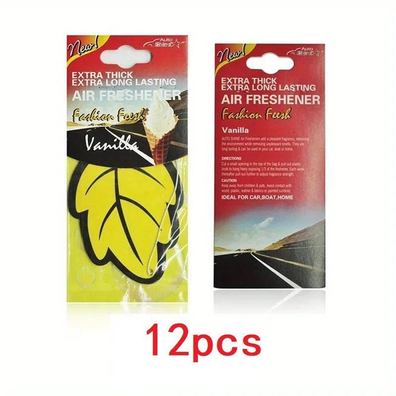 3-60Pcs Car Air Freshener Natural Scented Tea Paper Auto Hanging Vanilla Perfume Fragrance Leaf Shape Car Accessories Interior