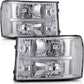 Headlamp Assembly Compatible with 07-13 GMC Sierra 1500, 07-14 Sierra 2500 3500, Left & Right Chrome Housing Clear Corner Headlights