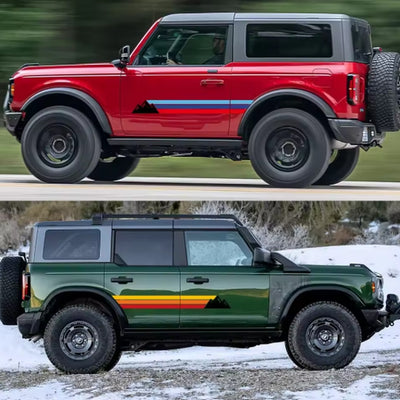 Ford Bronco Retro Mountain Stripe Door Side Decals, Set of 2 (2021-2026)