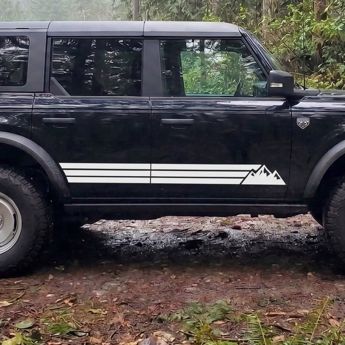 Ford Bronco Retro Mountain Stripe Door Side Decals, Set of 2 (2021-2026)