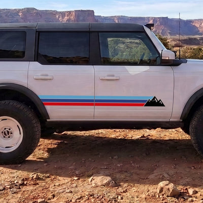 Ford Bronco Retro Mountain Stripe Door Side Decals, Set of 2 (2021-2026)