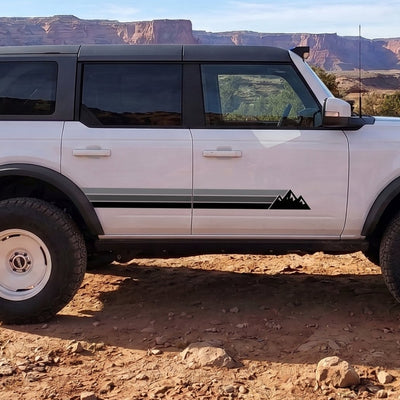 Ford Bronco Retro Mountain Stripe Door Side Decals, Set of 2 (2021-2026)